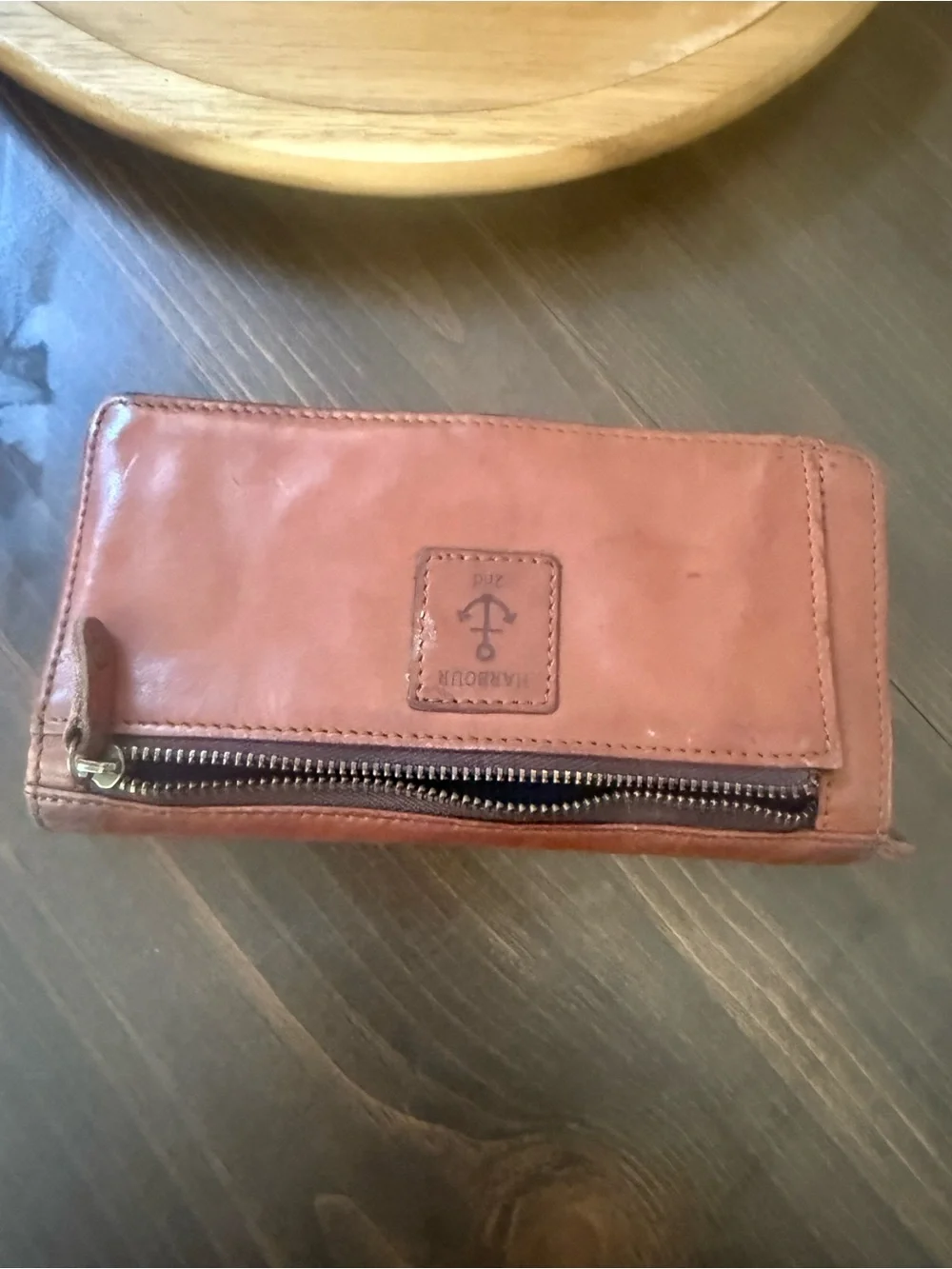 Leather Wallet with Anchor Accent - Burgundy